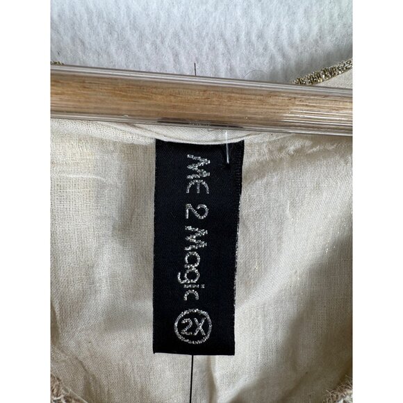 Me 2 Magic boho gold trim crochet embroidered maxi dress Goddess sz 2X - Picture 2 of 11